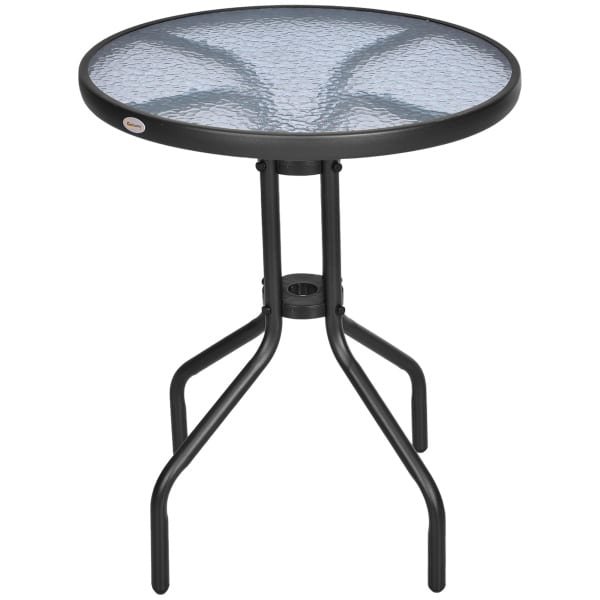 Outsunny balkontafel, bistrotafel van metaal met veiligheidsglas, weerbestendig, perfect voor kleine ruimtes, 70 x 70 cm, zwart | Aosom.nl
