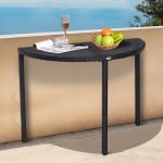 Outsunny balkontafel, halfrond, weerbestendig poly-rotan met metalen frame, perfect voor buiten, 100 x 50 x 74 cm, zwart | Aosom.nl