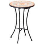 Outsunny bijzettafel, weerbestendige tuintafel, ronde bloemenkruk, perfect voor terras en balkon, Ø35,5 cm, geel, grijs | Aosom.nl