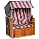 Outsunny dubbele ligstoel, verstelbaar met dak, comfortabele chaise longue, weerbestendig PE rotan, 195 x 120 x 150 cm, rood | Aosom.nl