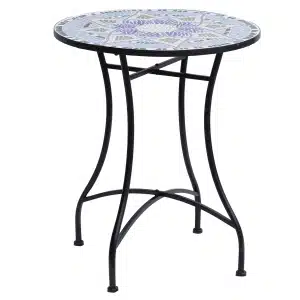 Outsunny mozaïektafel, ronde tuintafel, weerbestendig, perfect voor balkon en terras, elegant design, 80 cm, kleurrijk | Aosom.nl