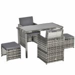 Outsunny poly rotan zitgroep, 11-delige set, weerbestendig, comfortabel, perfect voor buiten, 120 x 60 x 72 cm, grijs | Aosom.nl