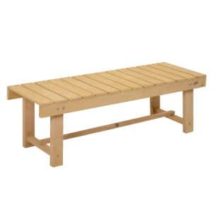 Outsunny tuinbank, 2-zits, duurzaam massief hout, weerbestendig, comfortabel design, 1,1 m, naturel | Aosom.nl