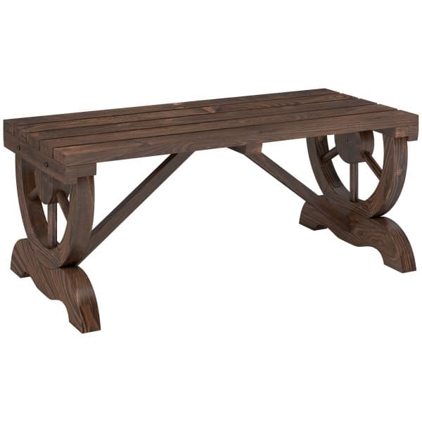 Outsunny tuinbank, robuust en stijlvol, massief hout, weerbestendig, perfect voor buitengebruik, 120 x 60 x 80 cm, bruin | Aosom.nl