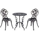 Outsunny tuinmeubel set, 3-delige tuinset, weerbestendig, comfortabel en stijlvol, perfect voor balkon, 3 zittingen, grijs | Aosom.nl