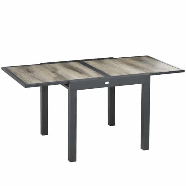 Outsunny tuintafel, uitschuifbare eettafel, weerbestendig aluminium, perfect voor buiten, 150-200 x 90 x 75 cm, grijs | Aosom.nl