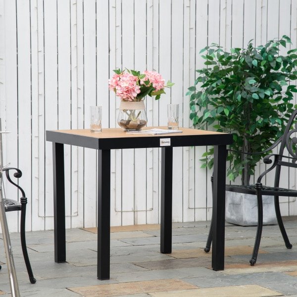 Outsunny tuintafel, weerbestendig, voor 4 personen, lichtgewicht aluminium, eenvoudig te onderhouden, 80 x 80 x 74 cm, grijs | Aosom.nl