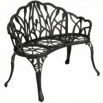Outsunny Tuinbank 2-zits gietaluminium weerbestendige buitenzitbank met tulp-rugleuning bloemenmotief 99 x 57 x 78 cm