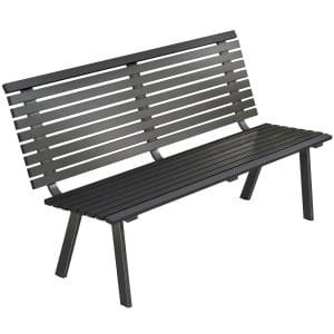 Outsunny Tuinbank 3-zits weerbestendig metalen outdoor zitbank met brede zitting lamellenontwerp, tot 240 kg 154 x 68 x 88 cm