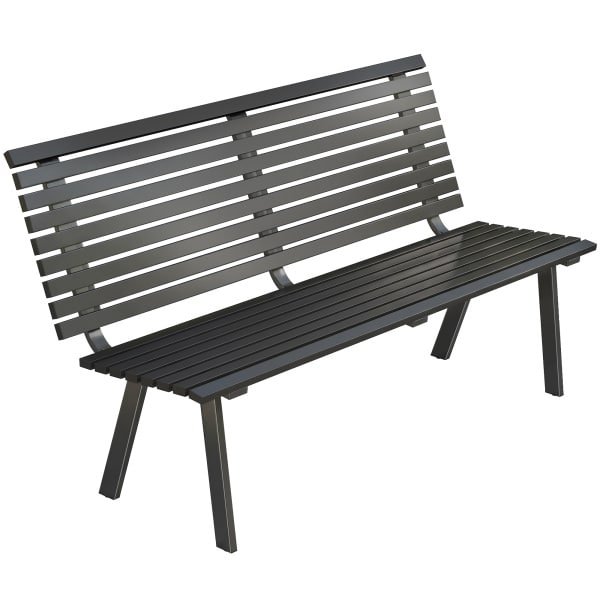 Outsunny Tuinbank 3-zits weerbestendig metalen outdoor zitbank met brede zitting lamellenontwerp, tot 240 kg 154 x 68 x 88 cm