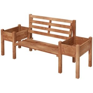Outsunny tuinbank, 2-zits met plantenbakken, duurzaam hout, weerbestendig, perfect voor buiten, 184 x 59 x 95 cm, bruin | Aosom.nl