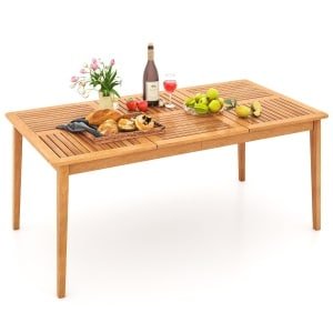 Acacia Houten Tuintafel 170x90cm Grote Terrastafel voor 6 Personen Rechthoekige Balkontafel met Paraplugat Houten Tafel Buiten Eettafel