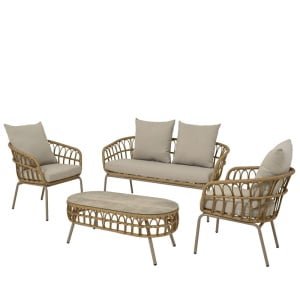 Amadora loungeset wicker naturel Decoris - Decoris