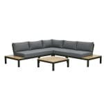 Antoinette Lounge Set 4-Delig Carbon Black Mystic Grey Teak Look 271,5x271,5 x 76 Garden Impressions - Garden impressions