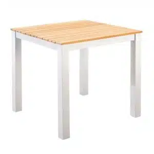 Arashi tuintafel aluminium 76x76cm white/teak Yoi - Yoi