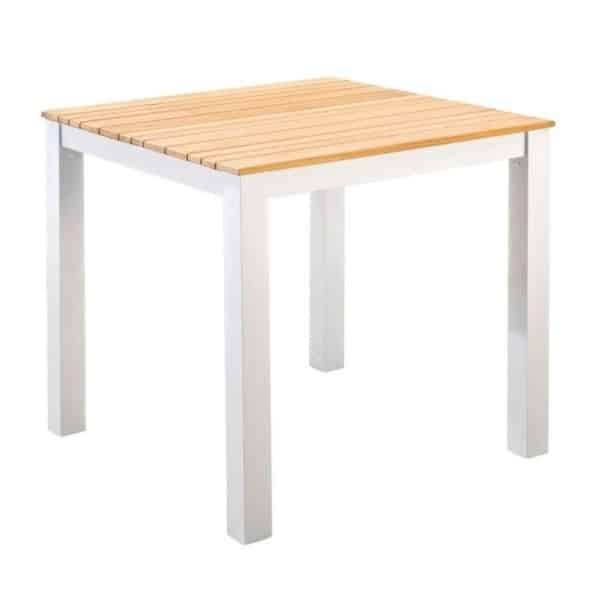 Arashi tuintafel aluminium 76x76cm white/teak Yoi - Yoi
