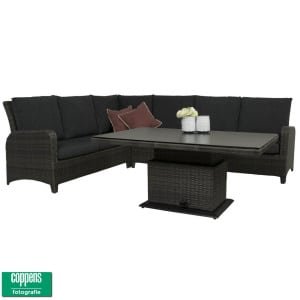 Aruba hoek loungeset antraciet met in hoogte verstelbare tuintafel OP=OP