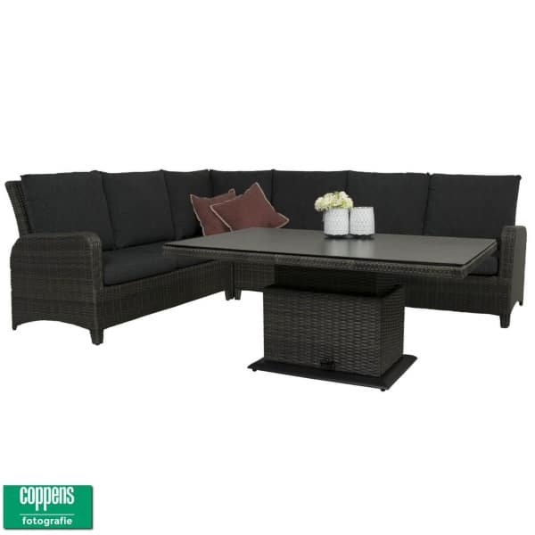Aruba hoek loungeset antraciet met in hoogte verstelbare tuintafel OP=OP