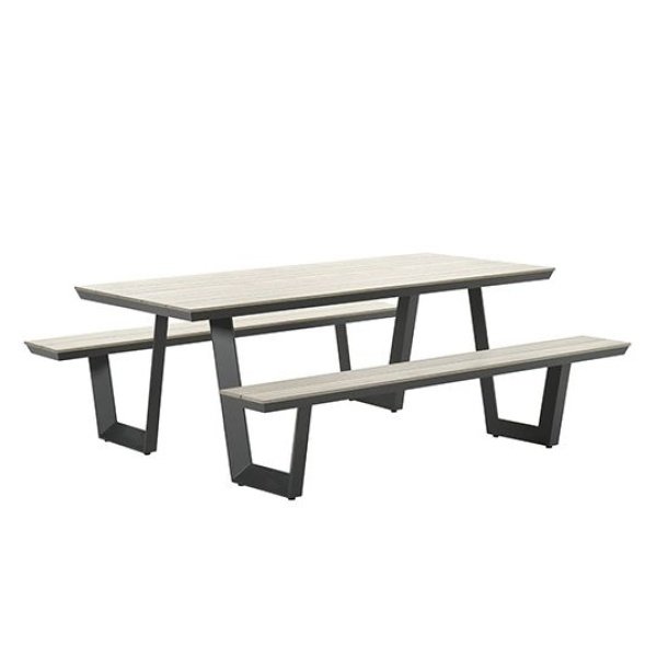 Bell picknick set 200x90xH75 carbon black/light teak polyw Garden Impressions - Garden impressions