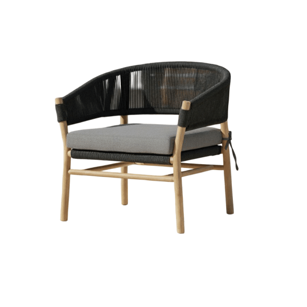 Denver coffee chair anthracite alu/rope anthracite/acacia teak look Eurofar - Eurofar