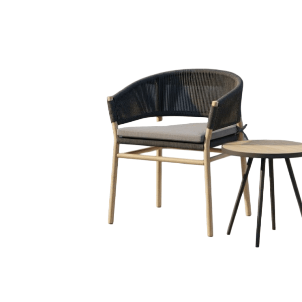 Denver dining chair anthracite alu/rope anthracite/acacia teak look Eurofar - Eurofar