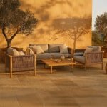 Dutchbone Loungeset Oasis Acaciahout en touw, Met tuinbank, 2 loungestoelen en loungetafel - Naturel