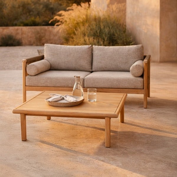 Dutchbone Loungeset Oasis Acaciahout en touw, Met tuinbank en loungetafel - Naturel