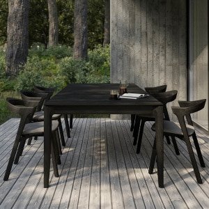 Ethnicraft Tuintafel 'Bok' Gevernist Teakhout, 300 x 110cm, kleur Zwart