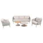 Eva loungeset met Sara coffeetafels latte keramiek teak dia. 65 & dia. 80 cm Taste - Taste