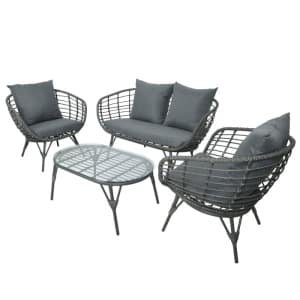 Evora loungeset wicker grijs Decoris - Decoris
