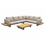 Funsui loungeset compleet coffee table aluminium black/teak armleuningen black/teak/flx bg Yoi - Yoi