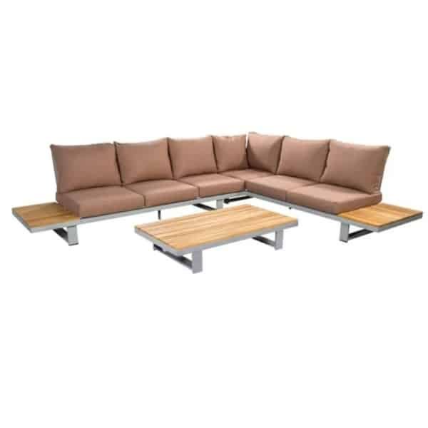 Funsui loungeset compleet coffee table aluminium salix/teak salix/teak/terracotta AW Yoi - Yoi