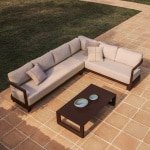 Kave Home Loungeset Nerano Met 5-zits hoekbank en salontafel - Bruin