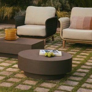 Kave Home Ronde Salontafel Garbet Cement, 80cm - Bruin