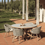 Kave Home Ronde Tuintafel Mirtia Gesinterde steen en houtlook, 148cm - Beige