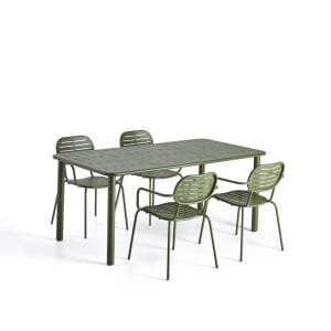 Kave Home Tuinset Brai Met tuintafel en 4 stoelen, 180 x 90cm - Donkergroen