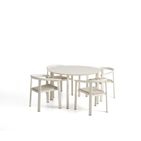 Kave Home Tuinset Erice Met tuintafel en 4 stoelen, 120cm - Ecru