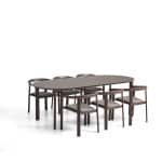 Kave Home Tuinset Erice Met tuintafel en 6 stoelen, 230 x 100cm - Bruin