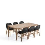 Kave Home Tuinset Met Sori tuintafel en 6 Alipa stoelen, 200 x 100cm - Donkergrijs