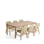 Kave Home Tuinset Met Sori tuintafel en 6 Alipa stoelen, 200 x 100cm - Ecru