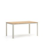 Kave Home Tuintafel 'Bona' Teakhout, 163 x 90cm, kleur Naturel/Wit