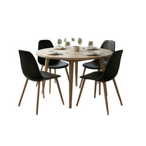 Kristianstad dining chair acacia teak look/black Eurofar - Eurofar
