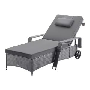 Ligbed Grijs/Antraciet Kunststof 193x90x43cm