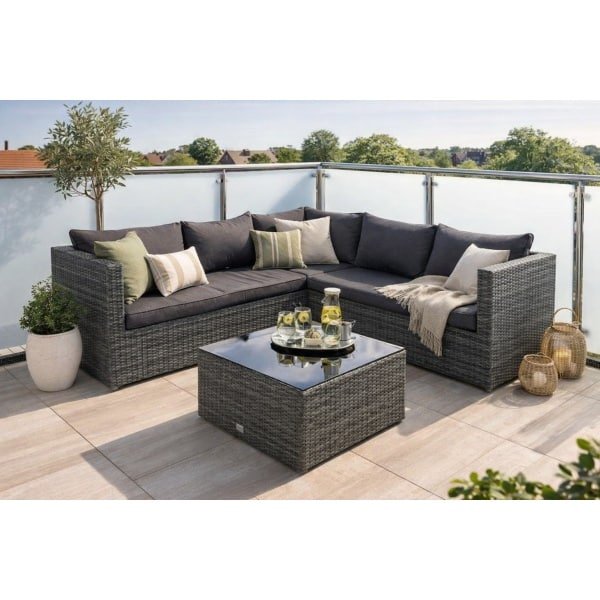 Montana loungeset 4-delig earl grey / donker antraciet- - - Garden Impressions