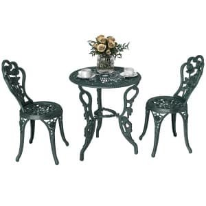 Outsunny 3-delige bistroset, duurzaam, weerbestendig, perfect voor balkon, elegant ontwerp, eenvoudig te onderhouden, antiek groen | Aosom.nl