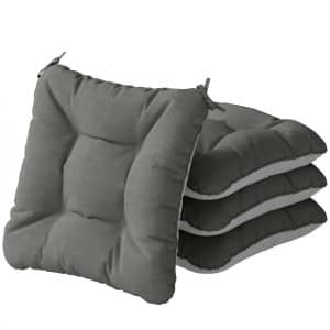 Outsunny 4-delige set stoelkussens 39,5 x 39,5 x 10 cm met banden, anti-slip outdoor indoor zitkussen