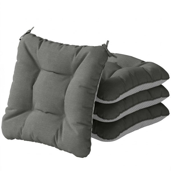 Outsunny 4-delige set stoelkussens 39,5 x 39,5 x 10 cm met banden, anti-slip outdoor indoor zitkussen