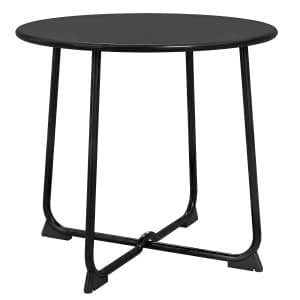 Outsunny 50 cm ronde buitentafel, metalen tuin-salontafel met X-vormig frame en antislipvoetjes, Zwart