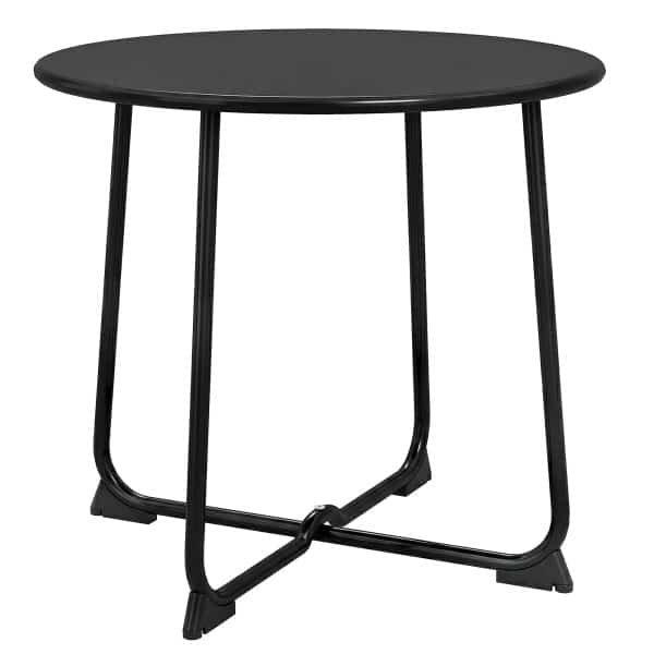Outsunny 50 cm ronde buitentafel, metalen tuin-salontafel met X-vormig frame en antislipvoetjes, Zwart