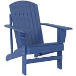 Outsunny Adirondack Tuinstoel, comfortabel met bekerhouder, duurzaam massief hout, weerbestendig, 97 x 72,5 x 93 cm, blauw | Aosom.nl
